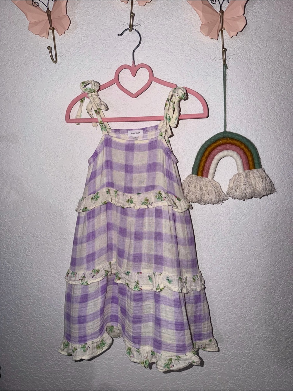 Angel Dear Lavender and Cream Smocked Top